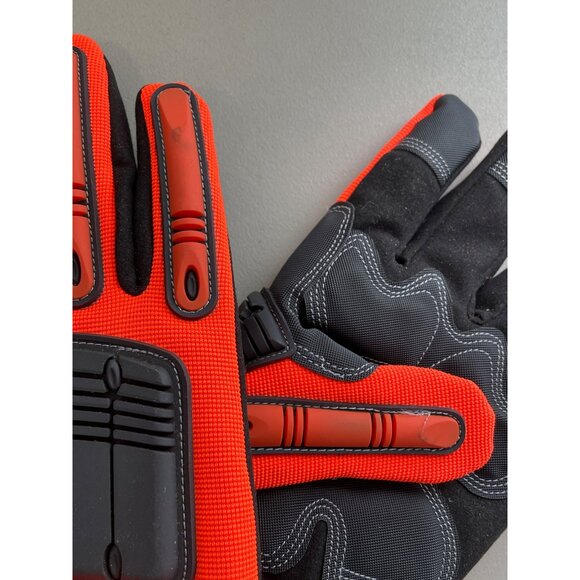 Hand Armour Premium Mechanics Gloves Size L Impact Resistant Orange Black NEW - Picture 5 of 6